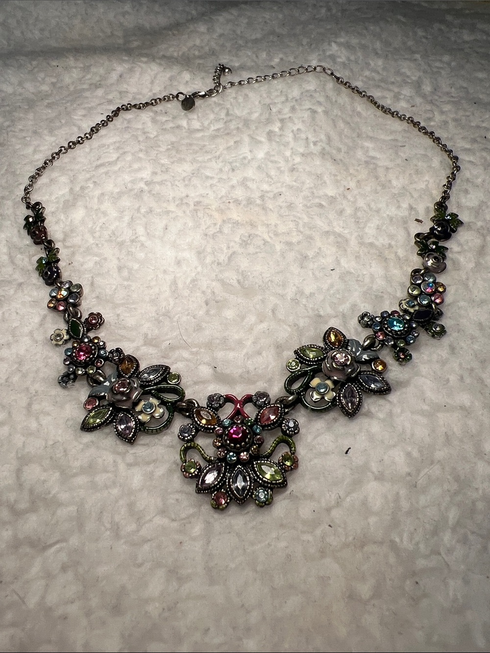 Multicolor Floral Crystal Statement Necklace
